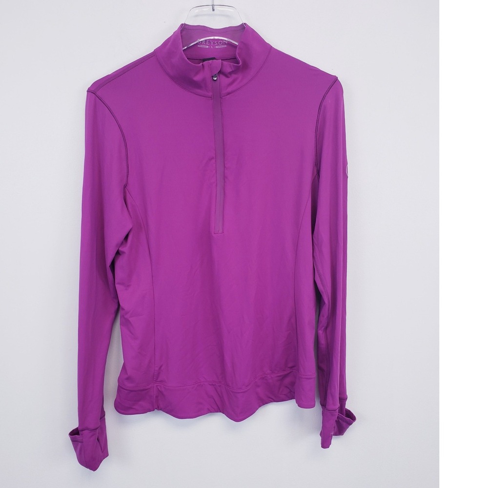 Greyson Quarter Zip Pullover Magenta Thumbhole Activewear Womens Size Large